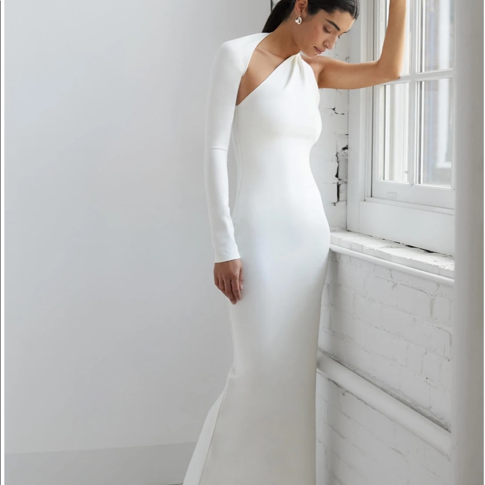 One Shoulder White Formal Dress